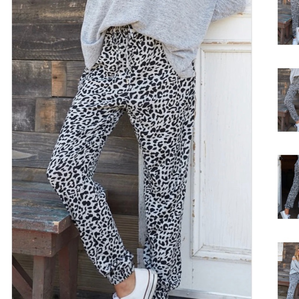 🌪 HEATHER GREY LEOPARD PRINT JOGGERS